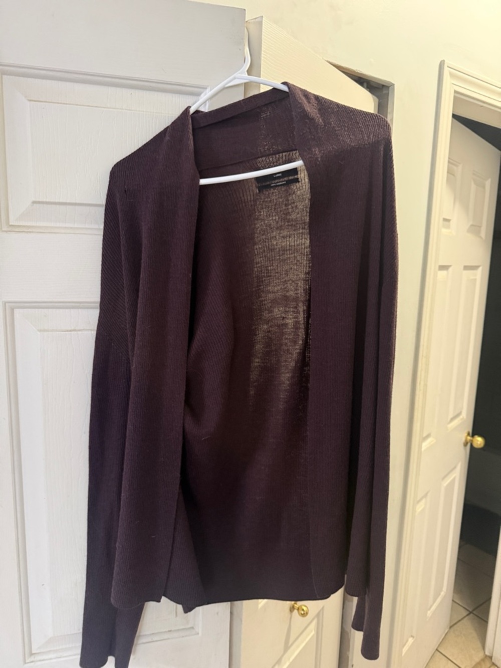 AllSaints Open-Front Cardigan in Deep Plum